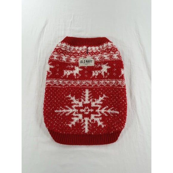 Old Navy Other - Old Navy Medium Cozy Red And White Christmas Knit Sweater for Pets Winter Preppy